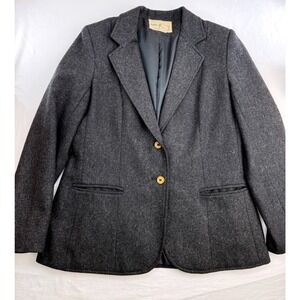 Ann Stevens New York Vintage Wool Blend Blazer Charcoal Gray Womens 11/12